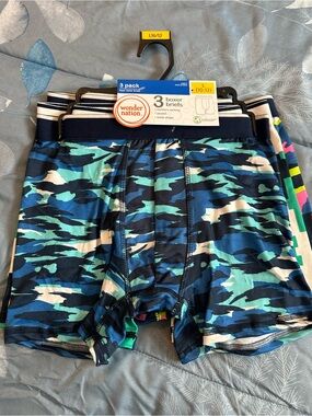 NWTS Wonder Nation Boys 3-Pack Boxer Briefs - Blue Camo Sz L 10-12